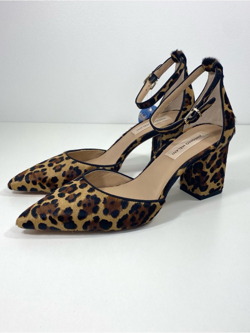 Antonio Melani Jazper Leopard Animal Print Calf Hair Leather Pointed Toe Heels 8